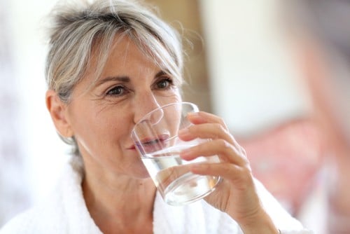 woman drinking water