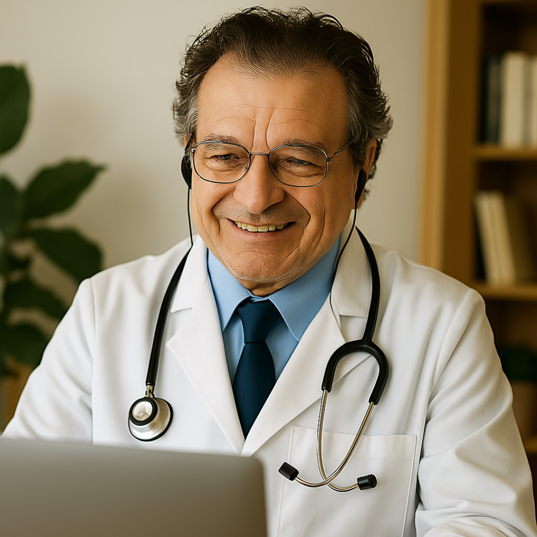 Dr. Vedat bir hasta ile online görüşüyor