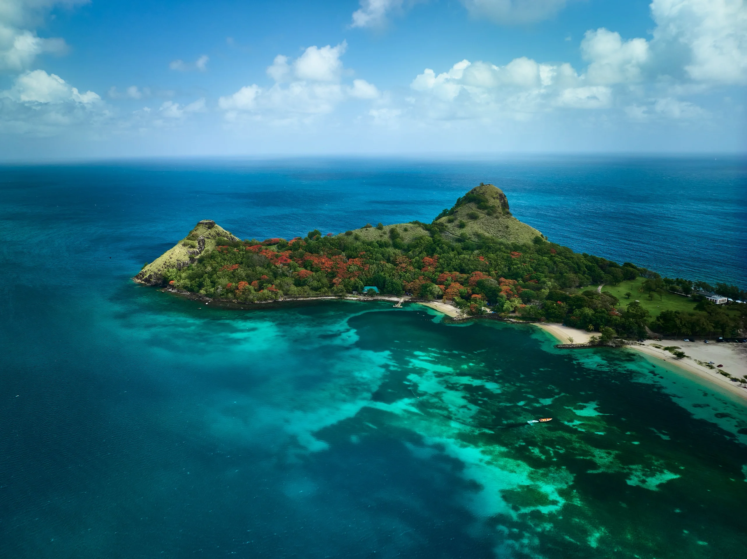 Beautiful St. Lucia beach with the iconic Pitons in the background
