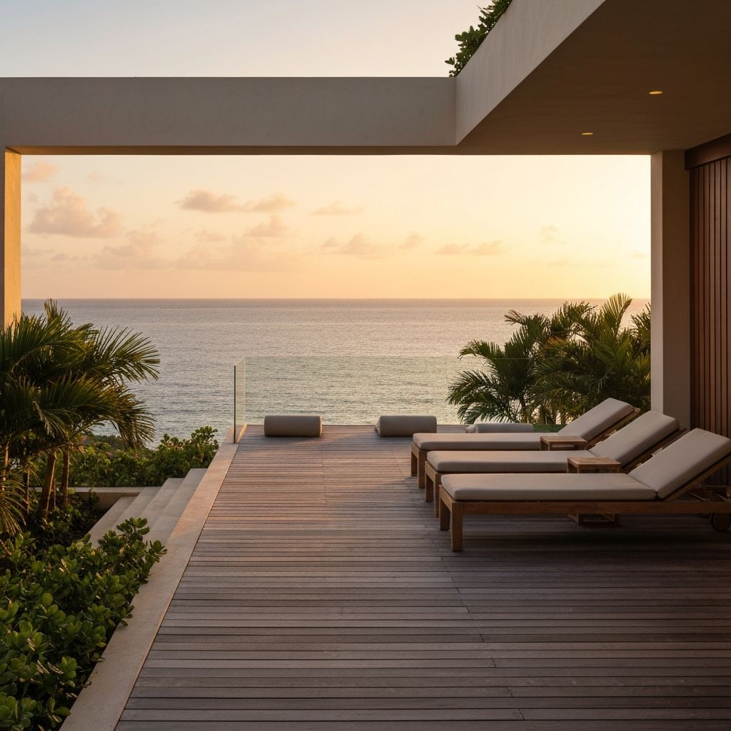 Peaceful terrace overlooking the ocean at TheLifeCo St. Lucia